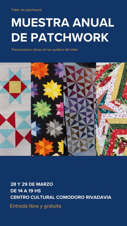 Exposición de obras de patchwork y arte textil en el Centro Cultural de Comodoro Rivadavia.